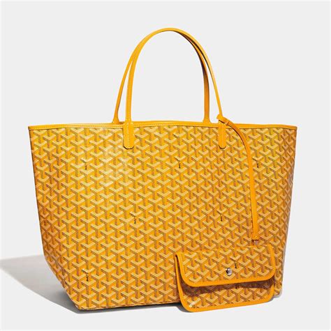 black and yellow goyard|authentic Goyard st louis tote.